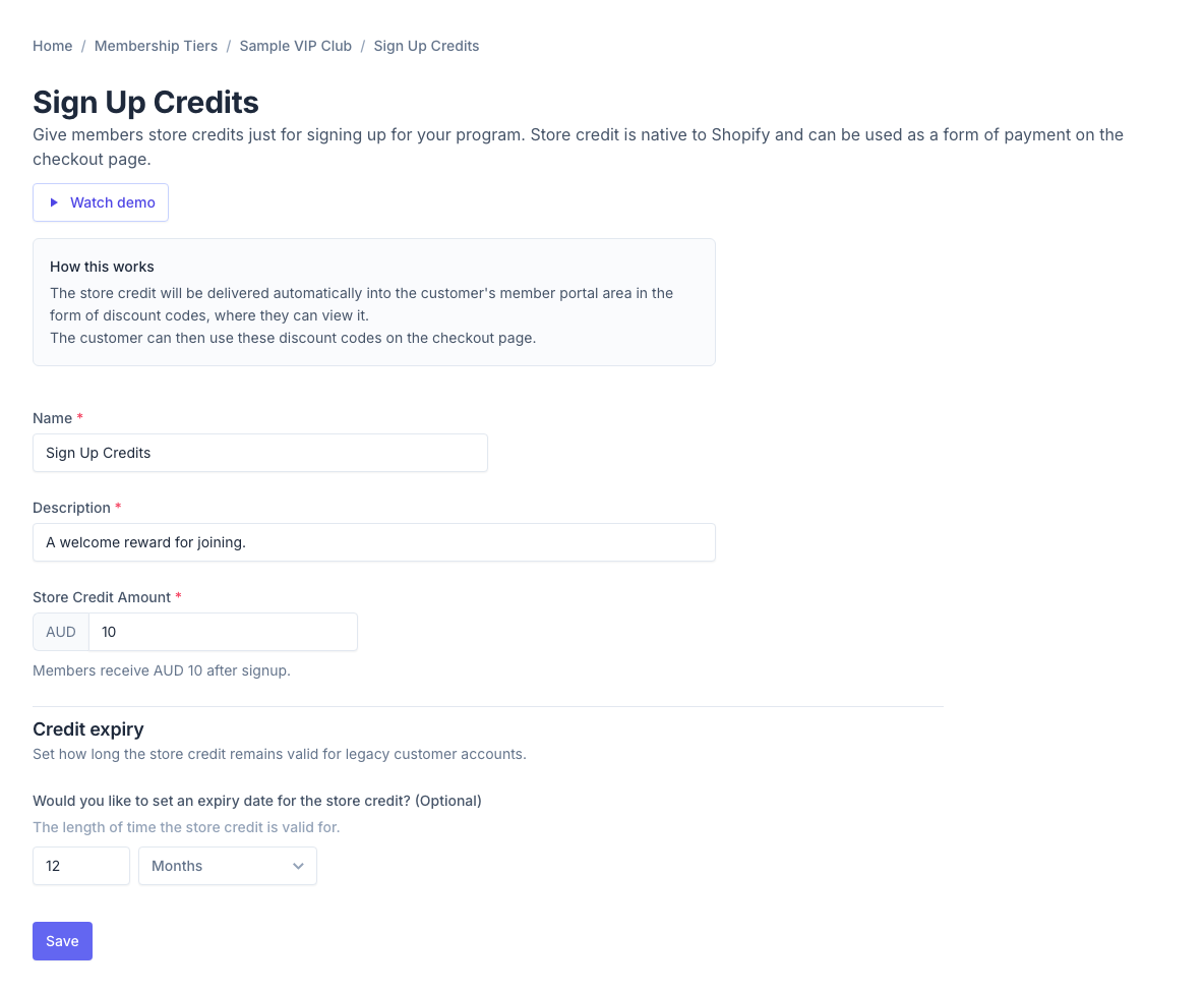 Sign Up settings